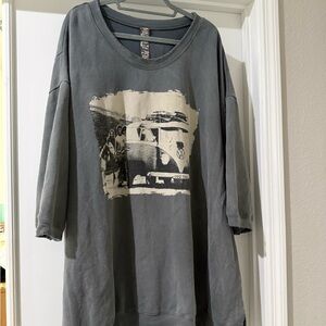 Magnolia Pearl charcoal gray graphic sweatshirt with cream print